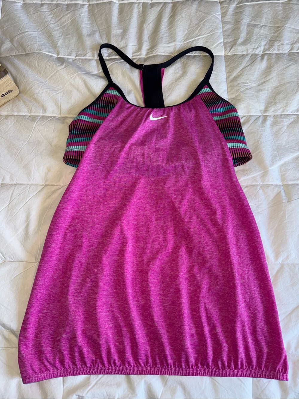 Nike Magenta Racerback Tank with Striped Side Panels